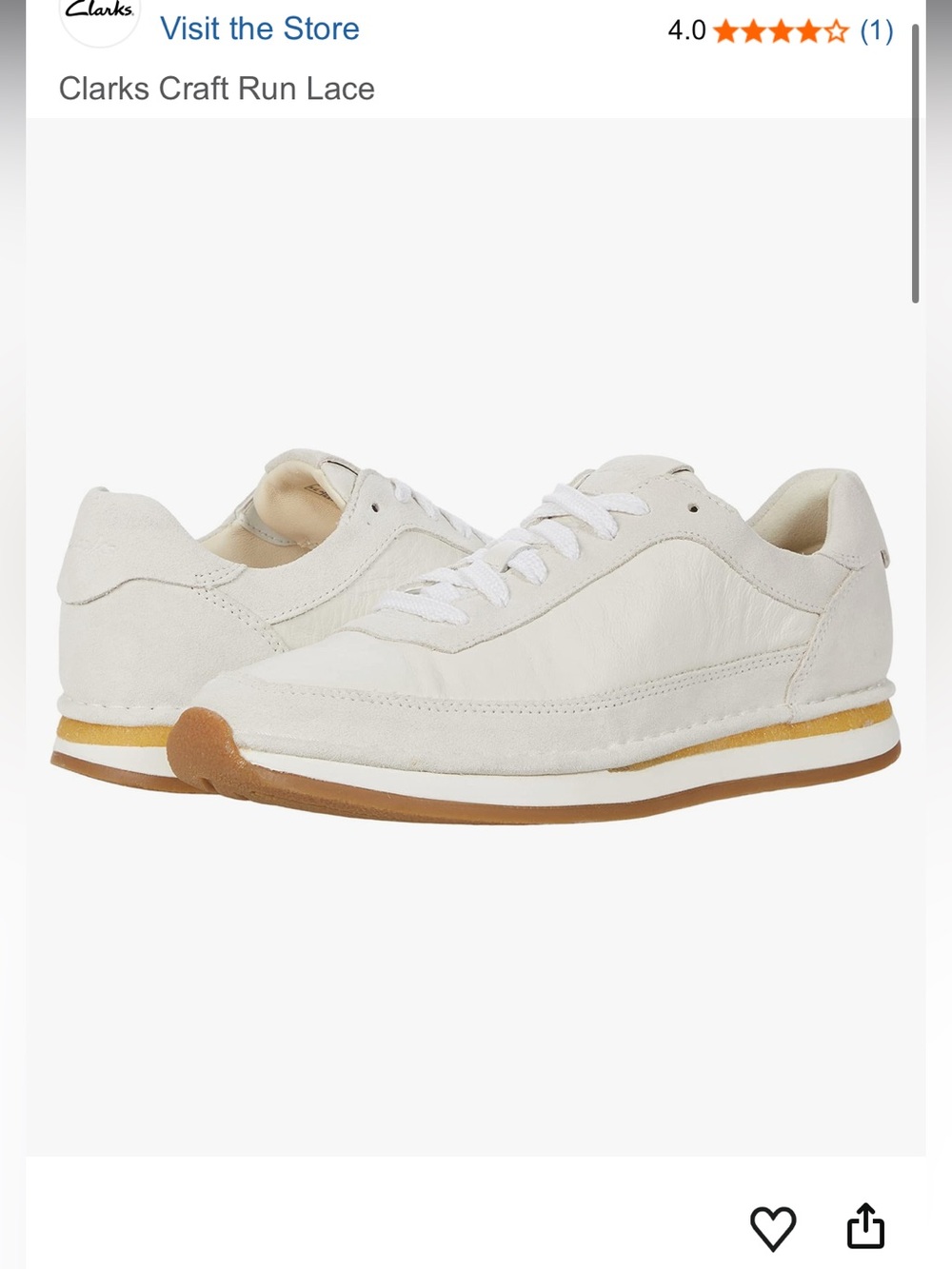 Clarks CraftRun Lace Sneakers White Combination Men’s size 8 NEW IN BOX - Picture 7 of 9